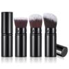 3Pack Retractable Kabuki Brush, Travel Powder Brush Foundation Retractable Face Blush Brushes for Blending Liquid Bronzer Buffing Flawless Cosmetics (Black) view 1