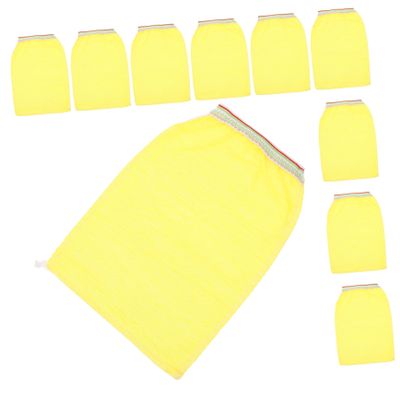 Healeved 25Pcs Disposable Yellow Bath Gloves Exfoliating Shower Mitts for Gentle Skin Massage and Dead Skin Removal Portable Body Scrub Gloves