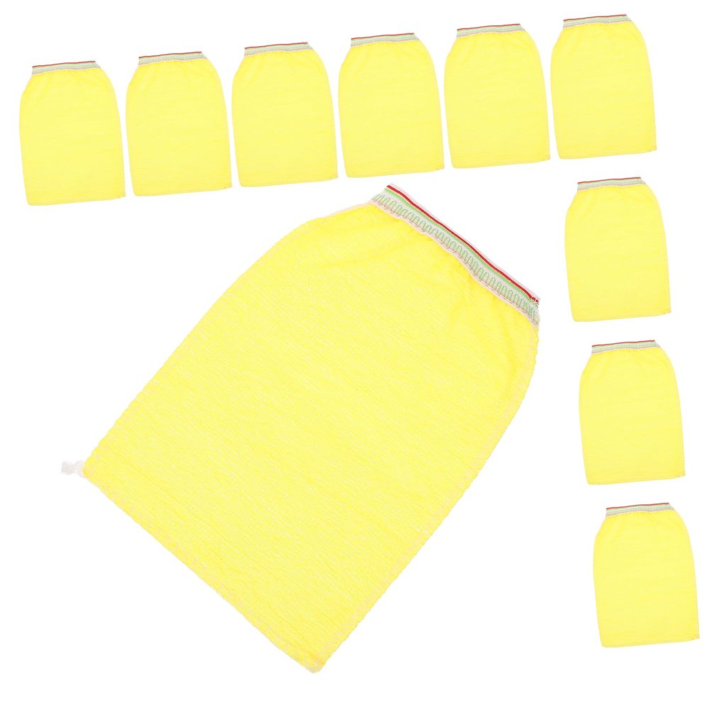Healeved 25Pcs Disposable Yellow Bath Gloves Exfoliating Shower Mitts for Gentle Skin Massage and Dead Skin Removal Portable Body Scrub Gloves