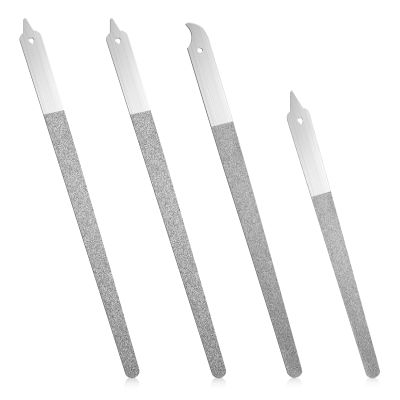 4Pcs Diamond Deb Nail File, 8 Inch Stainless Steel Diamond Nail File, Professional Manicure Tools for Salon Home Use (Inclouding 6 Inch Tool, 2 Straight Tip and 2 Curved Tip Nail Files)