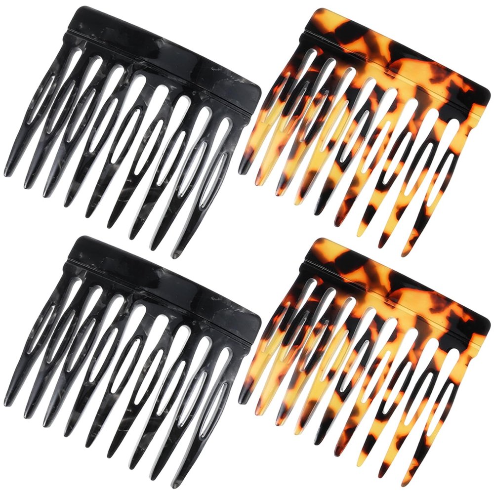 4 Pcs French Side Combs, French Hair Combs for Women, Decorative Twist Hair Comb for Women Styling Accessories