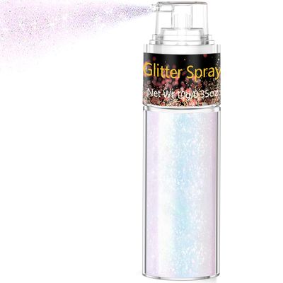 Hair and Body Glitter Spray, Holographic Glitter Highlighter Powder, Face Body Clothes Shiny Glitter, Loose Shimmer Hairspray Festival Rave Prom Accessories (Sparkling Pink)