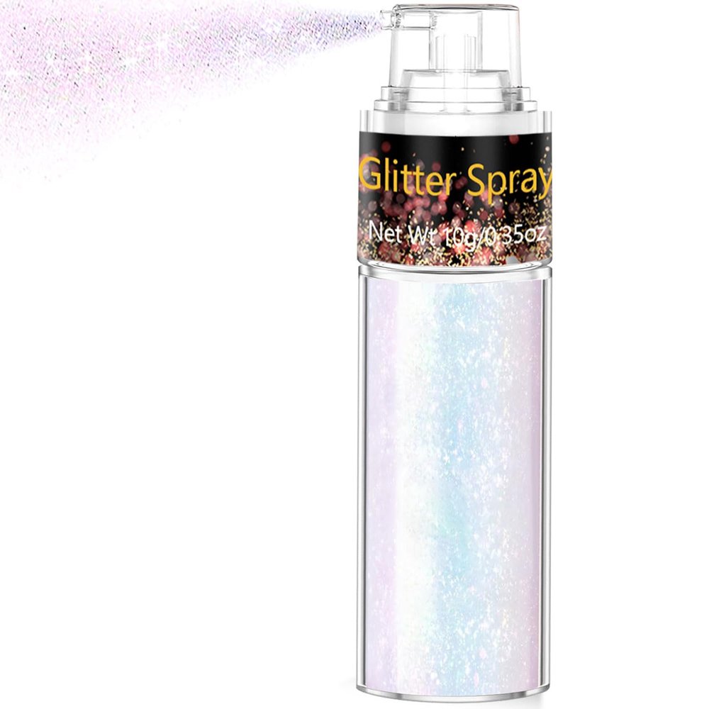 Hair and Body Glitter Spray, Holographic Glitter Highlighter Powder, Face Body Clothes Shiny Glitter, Loose Shimmer Hairspray Festival Rave Prom Accessories (Sparkling Pink)