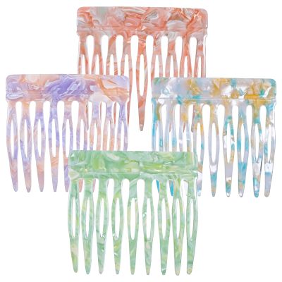 4pcs French Side Combs for Small French Twist Women Hair Clips for Fine Thin Hair Accessories Bun Strong Hold Side Hairs Clip Decorative Twist Comb Clips for Women Girls Bridal Wedding