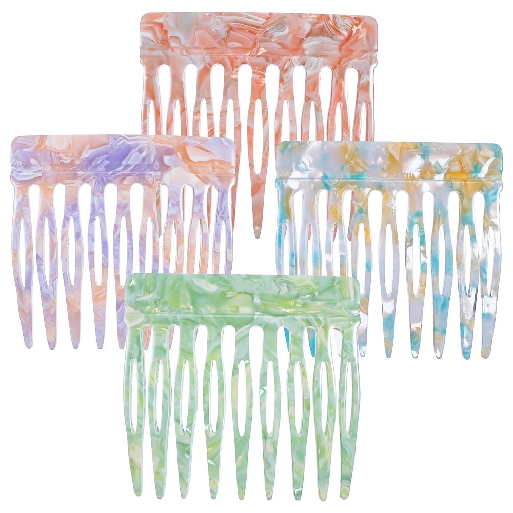 4pcs French Side Combs for Small French Twist Women Hair Clips for Fine Thin Hair Accessories Bun Strong Hold Side Hairs Clip Decorative Twist Comb Clips for Women Girls Bridal Wedding