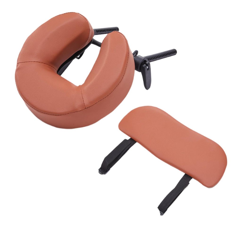 FashionCha Face Cradle with Pillow for Massage Table Adjustable Massage Equipment Versatile and Armrest Neck Head Cushion Headrest, red Brown