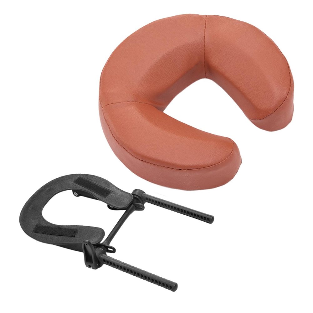 KiBcsLic Massage Table Face Cradle and Pillow Face Rest PU Leather Beauty SPA Headrest Versatile Cushion Massage Headrest, red Brown