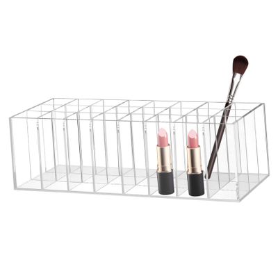 NIYANGLE Compartment Transparent Acrylic Lipstick Holder Cosmetic Organizer Rack for Vanity Dressing Table Storage Makeup Display Stand for Home Office and Store Use