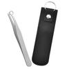 Baluue Stainless Steel Nose Hair Remover Tweezers with Rounded Tips Ergonomic Manual Nasal Hair Trimming Tool for Men and Safe Personal Grooming with Black Leather Case view 1
