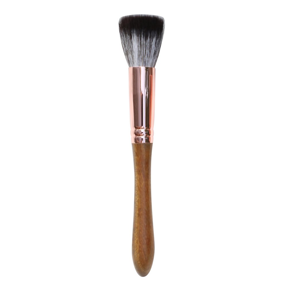 1PC Hand Crafted Makeup Brushes Soft Saikoho Goat Blue Squirrel Hair Flat Top Stippling Face Powder Blush Brush Green Sandalwood Handle Professional Make Up Brushes (JH14)