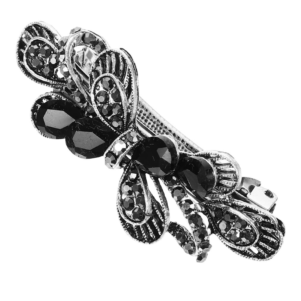 DECHOUS Luxury Jeweled Rhinestone Barrette Spring Hair Clips for Women Glitter Sparkly Metal Hair Accessory with Smooth Edges Elegant