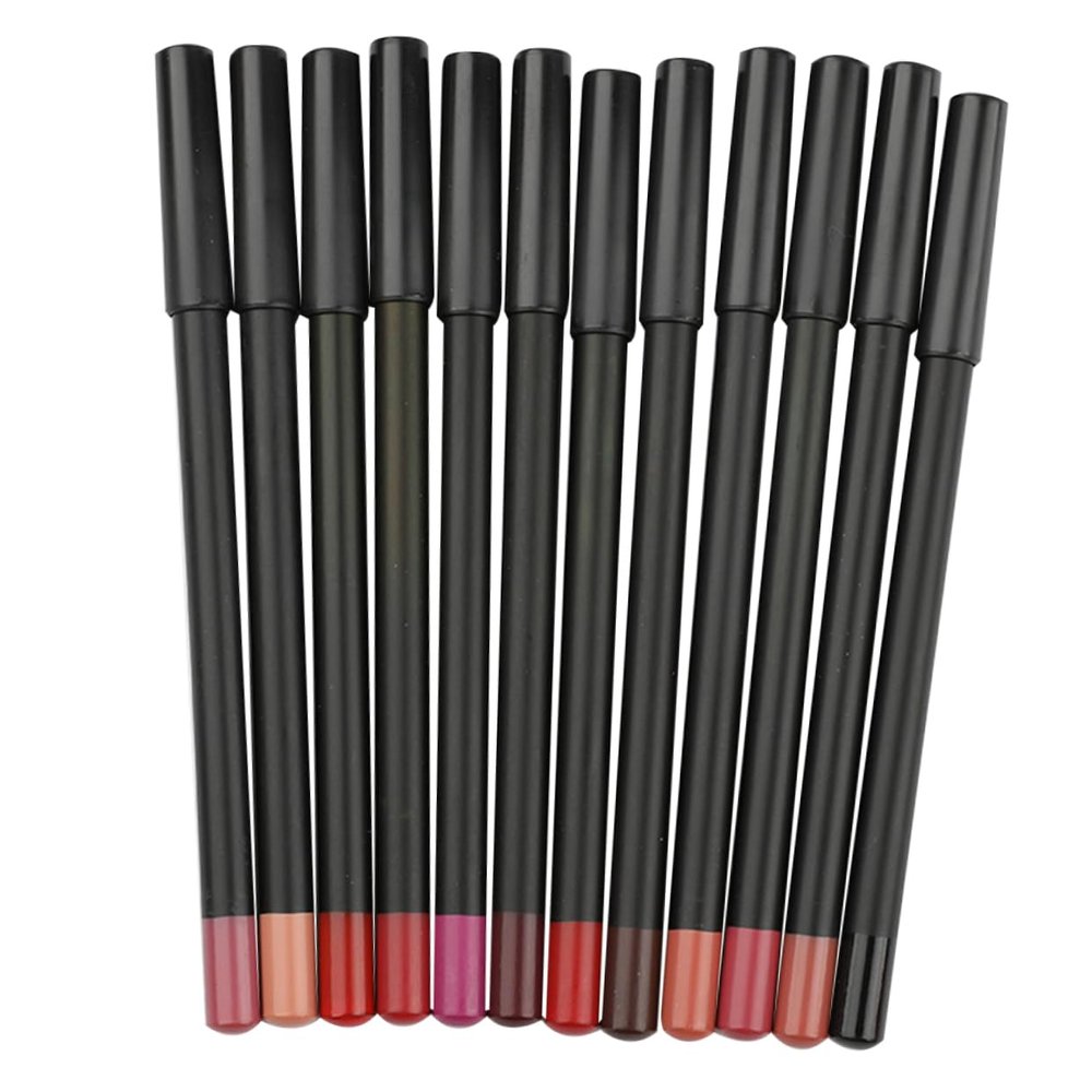 BAZEITFLOW 12pcs Matte Lip Liner Pencils Smooth Lip Contour Makeup Portable Multifunctional
