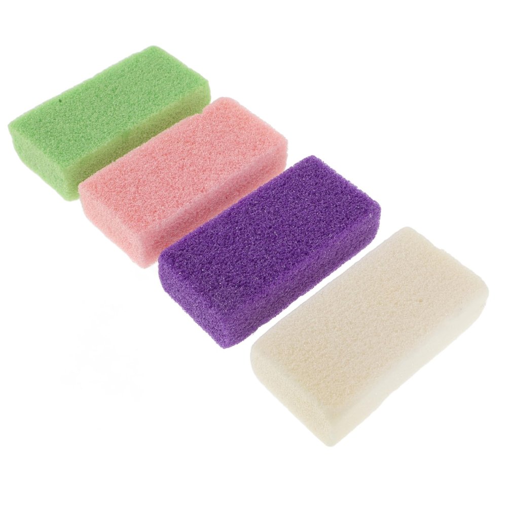 Healvian 4PCS Natural Pumice Foot Stones Pedicure Tools for Men Women Rough Callus Removers with Comfortable Grip Dead Skin Exfoliating Scrapers for Healthy Feet Care Random Color
