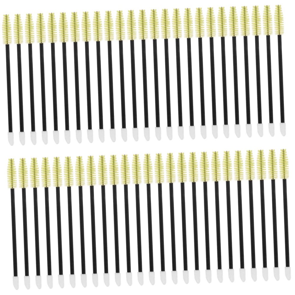 Beatifufu 50pcs Disposable Eyelash Extension Lash Applicator Tools with Soft Nylon Bristles Dual Ended Eyebrow and Mascara Wands for Professional Makeup Travel and Home Use Skin Friendly