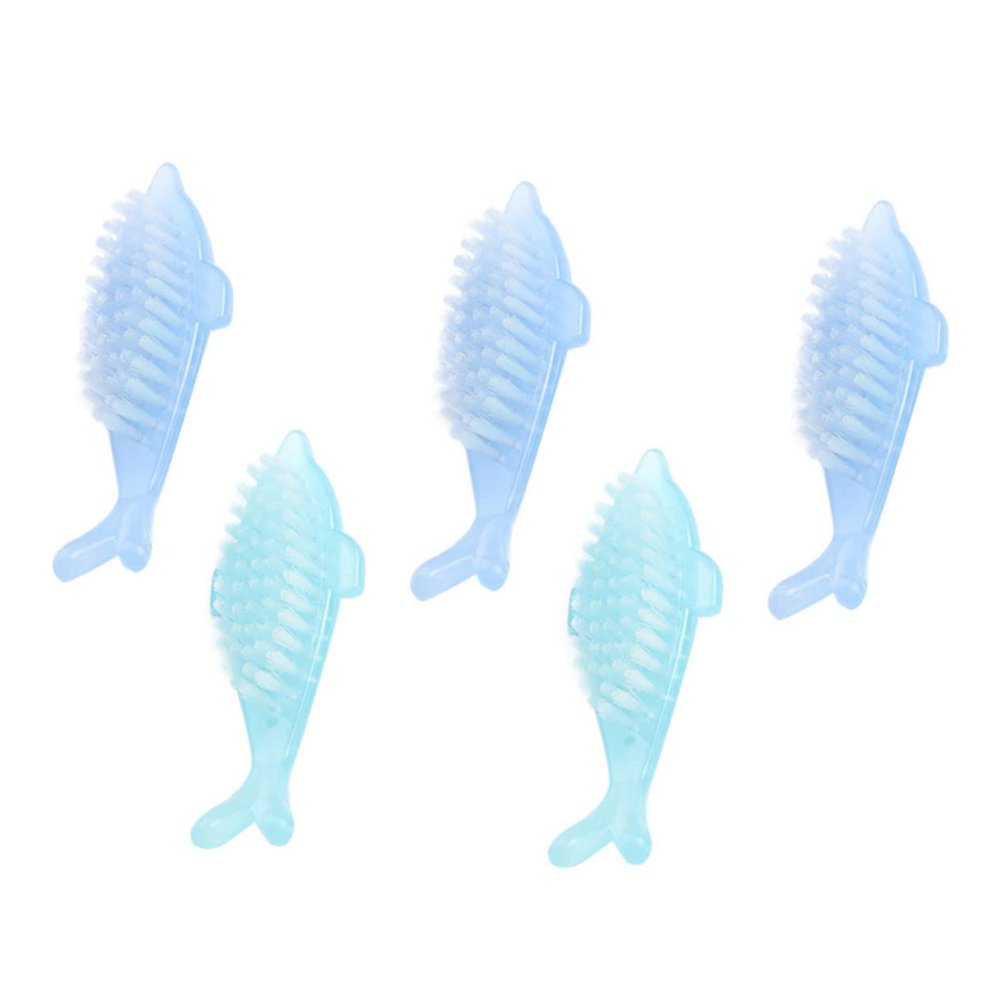 BUTIFULSIC 5Pcs Multi Function Nail Cleaning Brush Plastic Fingernail Scrubbers for Dust Removal Convenient and Comfortable Grip for Manicure Care Random Color