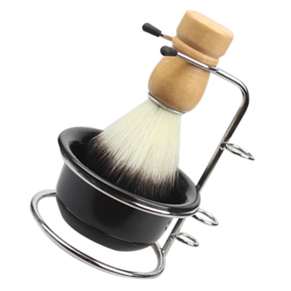 Beavorty Silky Shaving Brush and Bowl with Stainless Steel Stand for Mens Grooming Ergonomic Handle for Comfortable Hold Dense Foam Shaving Bowl for