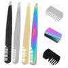 Baluue 4pcs Precision Stainless Steel Eyebrow Tweezers with Tips for Women Portable Lightweight Personal Grooming Tools in Rose Gold Titanium Coated Black Silver and view 4
