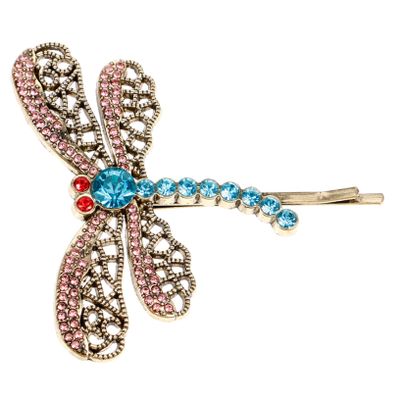 ETHZZLE Vintage Rhinestone Dragonfly Hair Clip Elegant Butterfly Barrette Hairpin for Women Party Wedding Accessories Gift