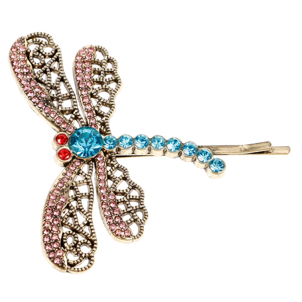 ETHZZLE Vintage Rhinestone Dragonfly Hair Clip Elegant Butterfly Barrette Hairpin for Women Party Wedding Accessories Gift