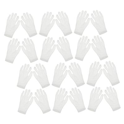 CALLARON 12 Pairs White Cotton Working Gloves for Adults Medium Thickness Moisturizing Gloves for Dry Hands Breathable Soft for Work and Overnight Hand Care