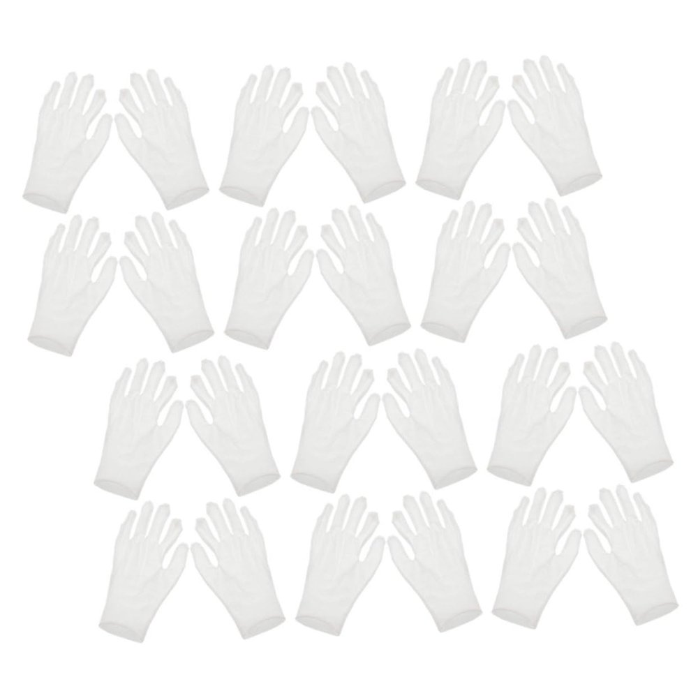 CALLARON 12 Pairs White Cotton Working Gloves for Adults Medium Thickness Moisturizing Gloves for Dry Hands Breathable Soft for Work and Overnight Hand Care