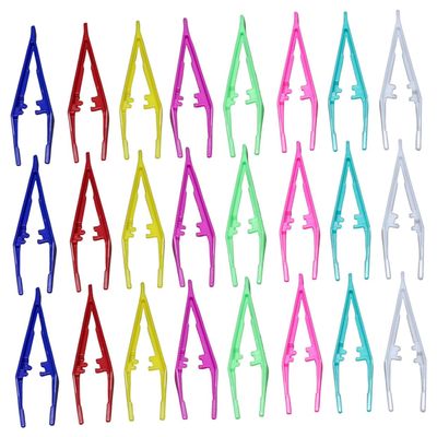 MERRYHAPY 30Pcs Eyebrow Tweezers Plastic Makeup Tweezers for Facial Hair Removal Eyebrow Grooming Tools Portable Salon Use with Fine Tip for Precise Hair Plucking