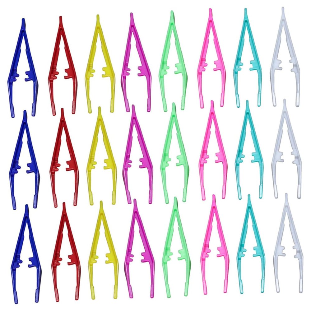 MERRYHAPY 30Pcs Eyebrow Tweezers Plastic Makeup Tweezers for Facial Hair Removal Eyebrow Grooming Tools Portable Salon Use with Fine Tip for Precise Hair Plucking