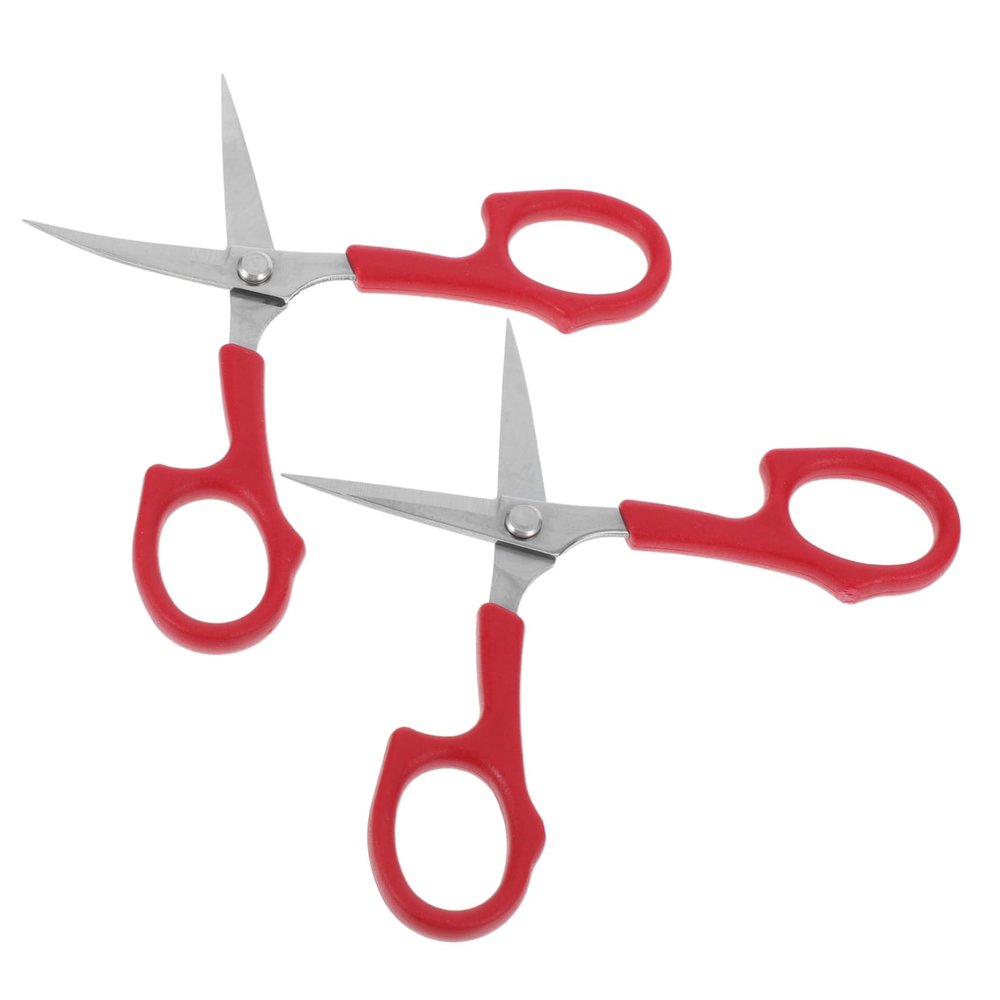 BIUDECO 2Pcs Stainless Steel Eyebrow and Beard Trimming Scissors Precision Blades Curved and Straight Makeup Scissors for Facial Hair Grooming Portable Lightweight Home Beauty Tool