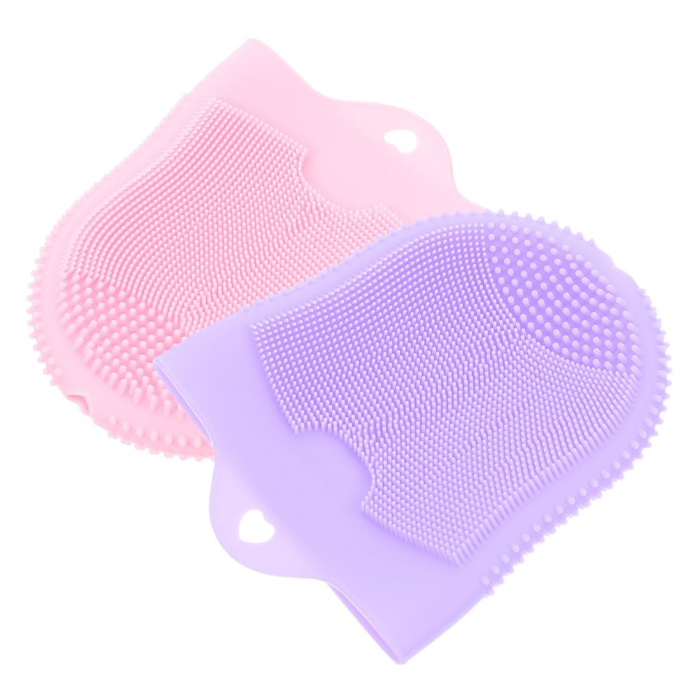 Beavorty 2Pcs Silicone Facial Cleansing Brush Dual Sided Exfoliating Scrubbers for Deep Pore Cleaning and Dead Skin Removal Soft and Portable Manual Face Brush for Women Gentle Skin Care