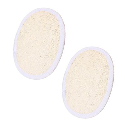 LALADEFIEE 2Pcs Natural Loofah Sponge Pads with Lanyard Exfoliating Body Scrubbers for Gentle Massage and Easy Grip Supple Shower Pads for Thorough Skin Cleansing and Storage