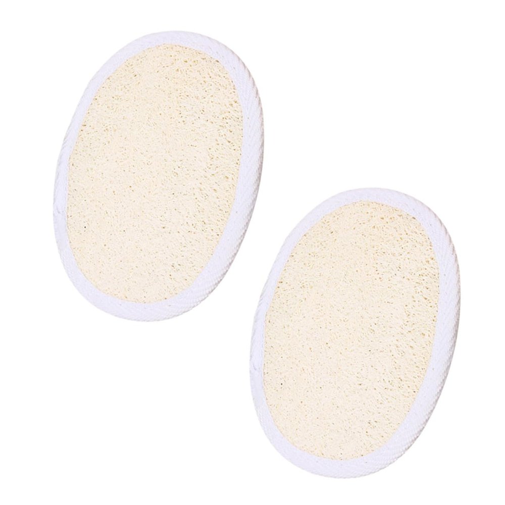 LALADEFIEE 2Pcs Natural Loofah Sponge Pads with Lanyard Exfoliating Body Scrubbers for Gentle Massage and Easy Grip Supple Shower Pads for Thorough Skin Cleansing and Storage