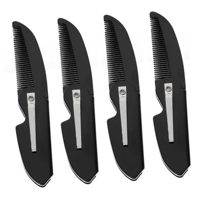FOMIYES 4Pcs Folding Beard Combs for Men Portable Pocket Grooming Tools with Ergonomic Design Skin Friendly Hair Styling Accessories for Travel and Home Use