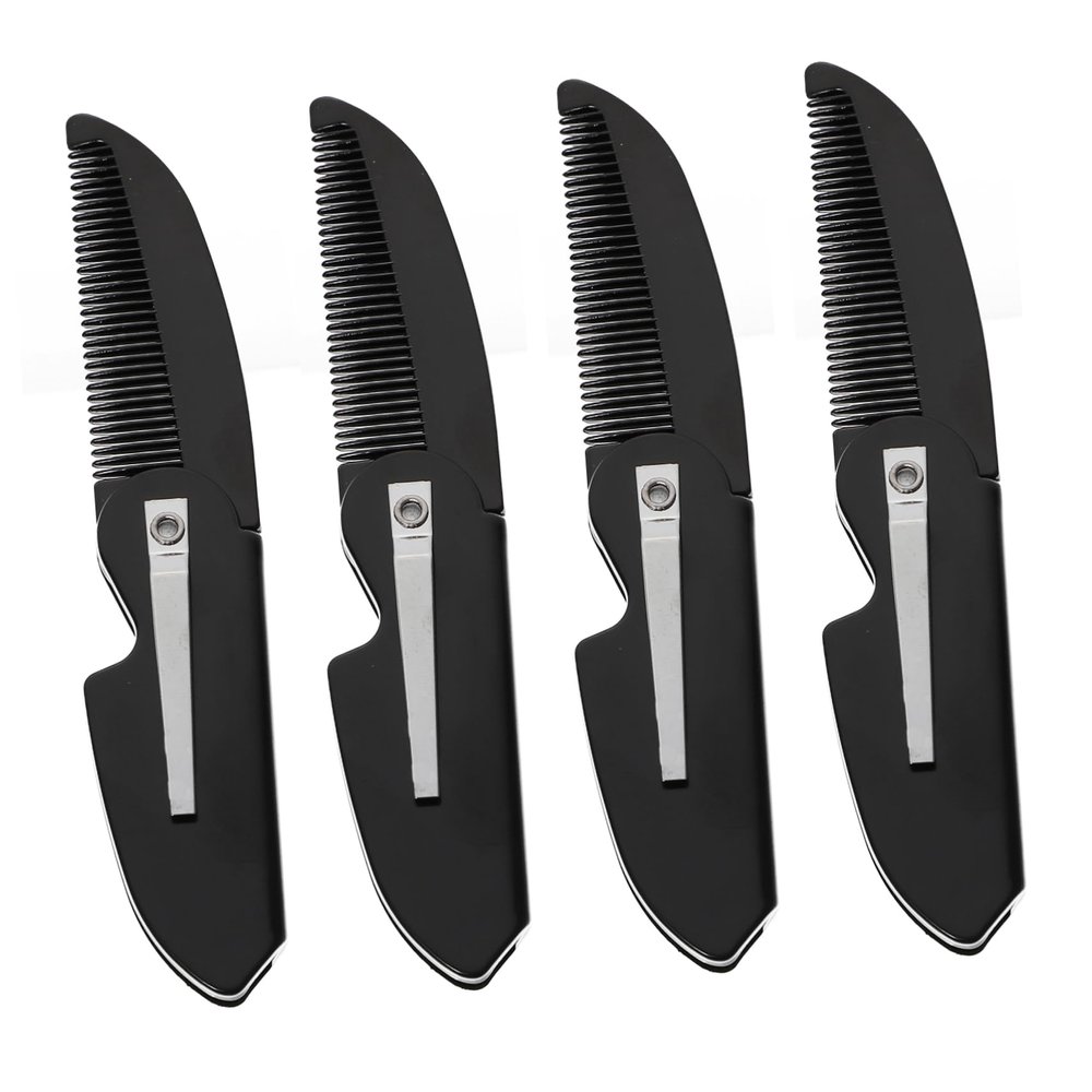 FOMIYES 4Pcs Folding Beard Combs for Men Portable Pocket Grooming Tools with Ergonomic Design Skin Friendly Hair Styling Accessories for Travel and Home Use