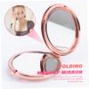 MERRYHAPY Portable Folding Round Makeup Mirror with Accents Lightweight Metal Cosmetic Tool for Travel and Daily Use Chic Pink and Rose Gold Compact Vanity Women view 3