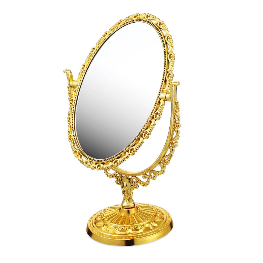 Vaguelly Vintage Style Swivel Vanity Mirror Rotation Double Sided Desktop Makeup Mirror with Stable Base for Home Decor and Precise Makeup Application