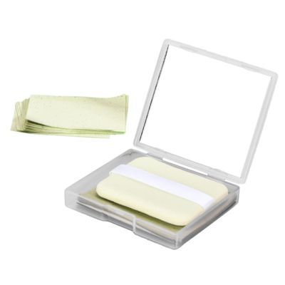 PLAFOPE Blotting Sheets for Face with Mirror Puff Facial Oil Absorbing Paper for Oily Skin Portable Compact Case and Pore Shrinking for Men and Women