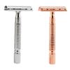 Gogogmee 2PCS Double Edged Manual Safety Razors for Men and Women Weighted Metal Beard Hair Shavers with Textured Grip Portable Traditional Shaving in Rose Gold and Silver view 1