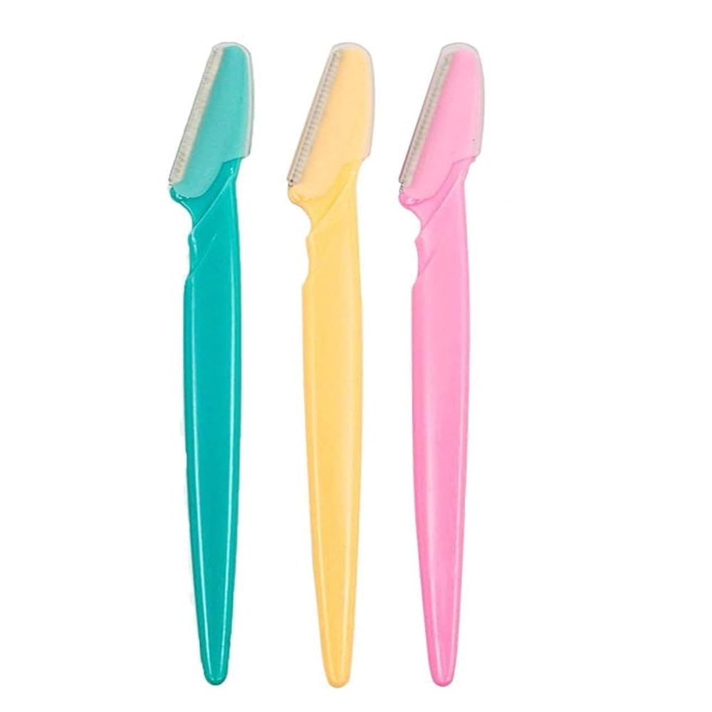 Eyebrow Razor Facial Hair Remover Eyebrow Trimmer Eye Brow Grooming kit Shaver 3 Colors Shavers with Precision Cover, Hair Remover Trimmers (Pack of 3)