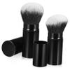 BUTIFULSIC 2pcs Retractable Makeup Brush with Flat and Angled Soft Bristles Handles for Travel Portable Powder and Face Makeup Brushes with Comfortable Grip view 1