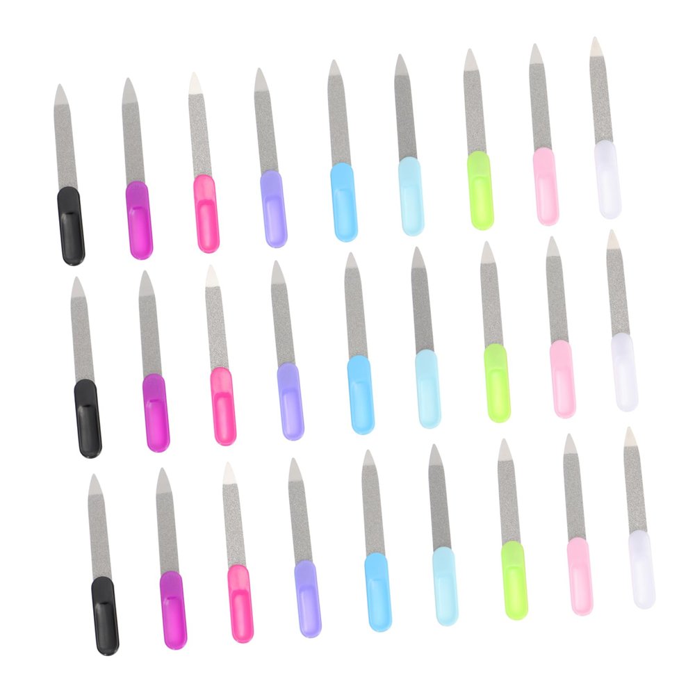 BELLIFFY 27pcs Stainless Steel Nail Files Manicure Nail Care Tools for Suitable for Home and Salon Use Random Color