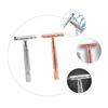 FRCOLOR 2PCS Manual Beard Razor Double Edge Metal Shaving Blades for Men and Gold Silver Close Clean Shave Washable and Resistant for Home and Travel view 4