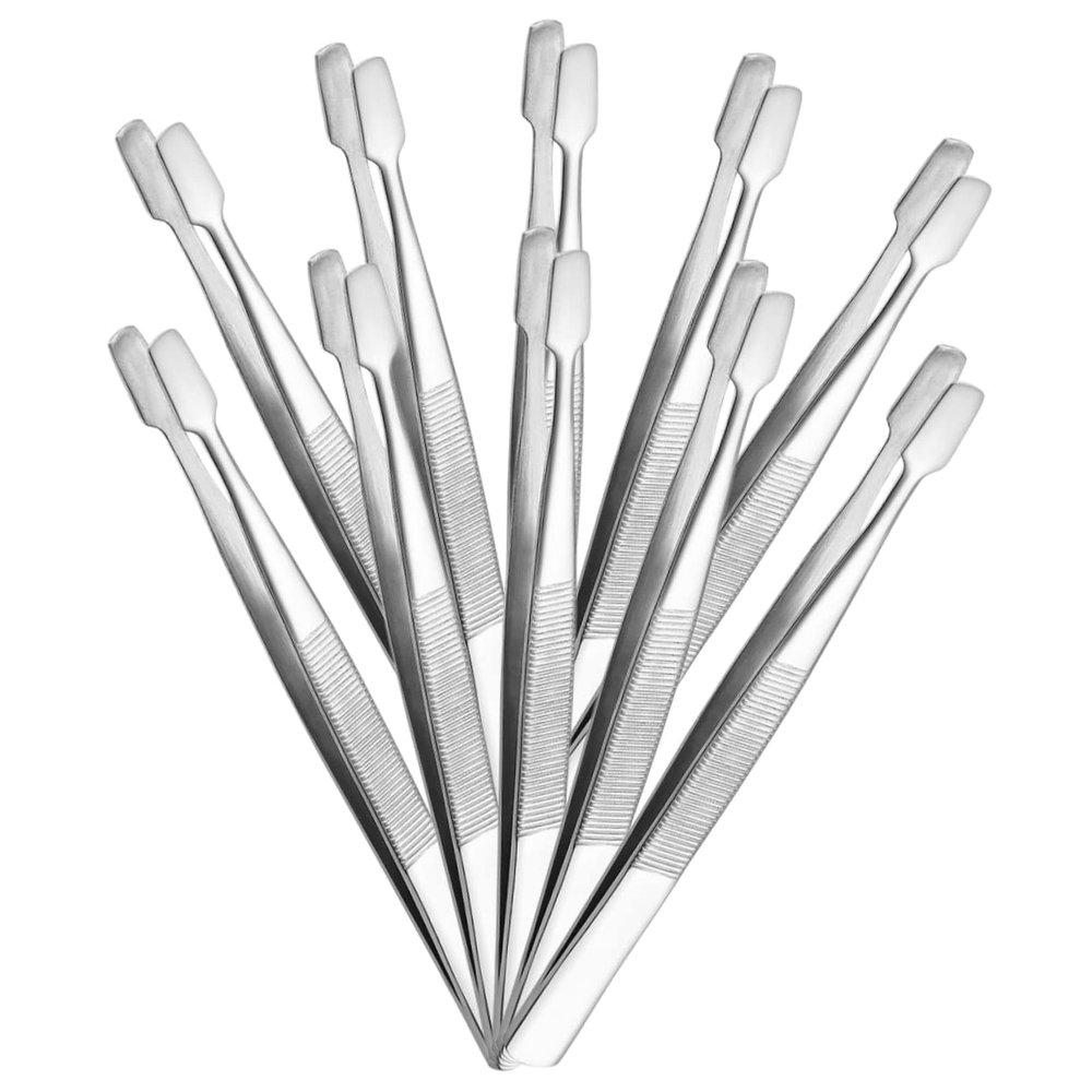 AUTSUPPL 10Pcs Stainless Steel Stamp Tweezers for Stamp Collecting and Precision Collector Tools with Ergonomic Grip for Eyelash Application and Jewelry Making