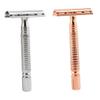 CALLARON 2PCS Double Edged Metal Safety Razor for Men Body Hair with Nonslip Handle Traditional Manual Shaver in Rose Gold and Silver Washable and Resistant Design for Close Smooth Shaving view 1