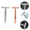 CALLARON 2PCS Double Edged Metal Safety Razor for Men Body Hair with Nonslip Handle Traditional Manual Shaver in Rose Gold and Silver Washable and Resistant Design for Close Smooth Shaving view 3