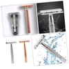 CALLARON 2PCS Double Edged Metal Safety Razor for Men Body Hair with Nonslip Handle Traditional Manual Shaver in Rose Gold and Silver Washable and Resistant Design for Close Smooth Shaving view 4