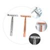 BIUDECO 2PCS Manual Double Edged Safety Razor for Men Old Style Metal Shaver in Rose Gold Silver Close Smooth Shaving for Face Legs Body Portable Traditional Hair Razor view 3