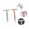 ETHZZLE 2PCS Double Edged Manual Shaver Old Style Metal Razor Lightweight Non Skid Grip for Face Beard Body Hair Shaving Portable for Home Travel view 3