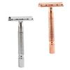 Healeved 2PCS Double Edged Manual Shavers for Men and Women Lightweight Non Skid Grip Metal Razors Traditional Old Style Body Hair Shaving Kit with Rose Gold and Silver Handles Easy to view 1
