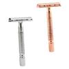 minkissy 2PCS Manual Double Edge Beard Razor for Men Nonslip Metal Shaving Tool with Textured Handle Suitable for Face Body Hair Mustache Travel Use Rose Gold Silver view 1