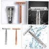 minkissy 2PCS Manual Double Edge Beard Razor for Men Nonslip Metal Shaving Tool with Textured Handle Suitable for Face Body Hair Mustache Travel Use Rose Gold Silver view 3